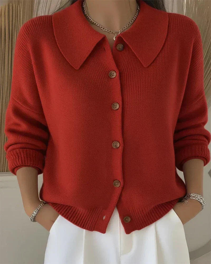 Women’s Cardigan | Structured Collar with Front Button