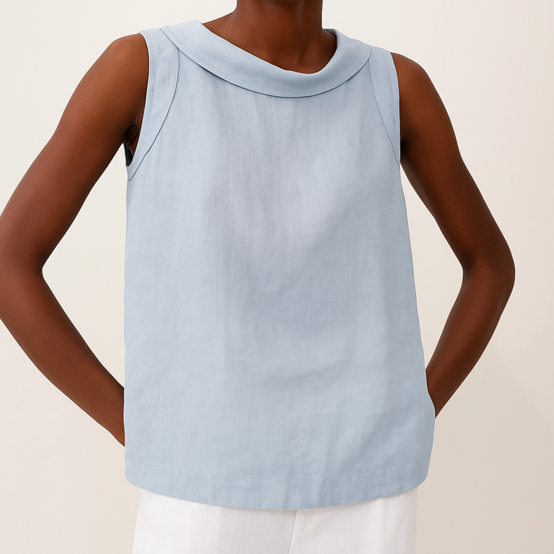 Women’s Blouse | Rolled Collar Neckline Sleeveless