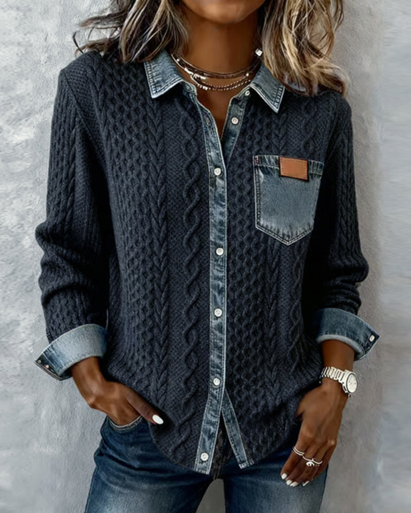 Women’s Blouse | Cable Pattern Button-Down