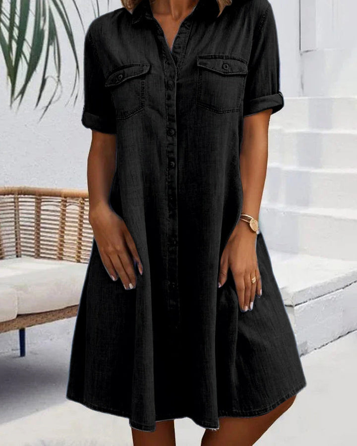 Women's Dress | Front Pockets Collared Neckline