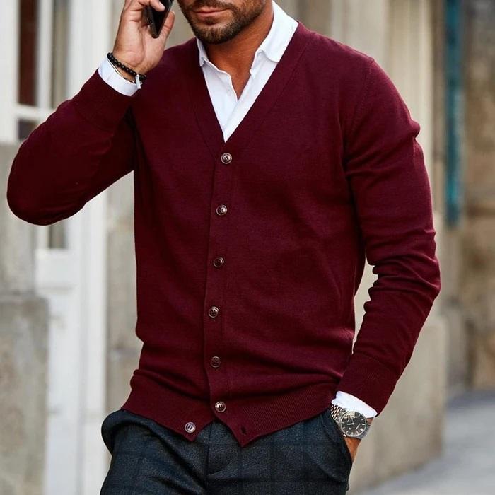 Men’s Cardigan | V Neck Button Front