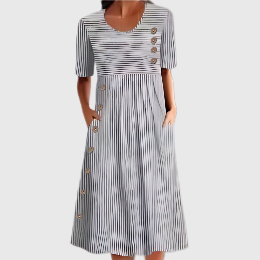 Women’s Dress | Striped Button Front Midi