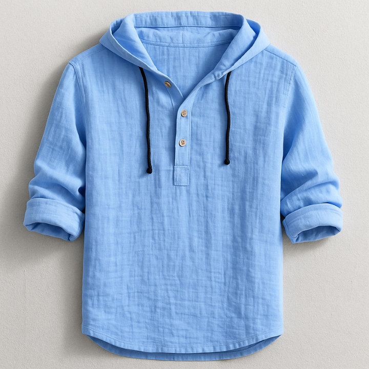 Men's Hoodie | Button-Neck Pullover