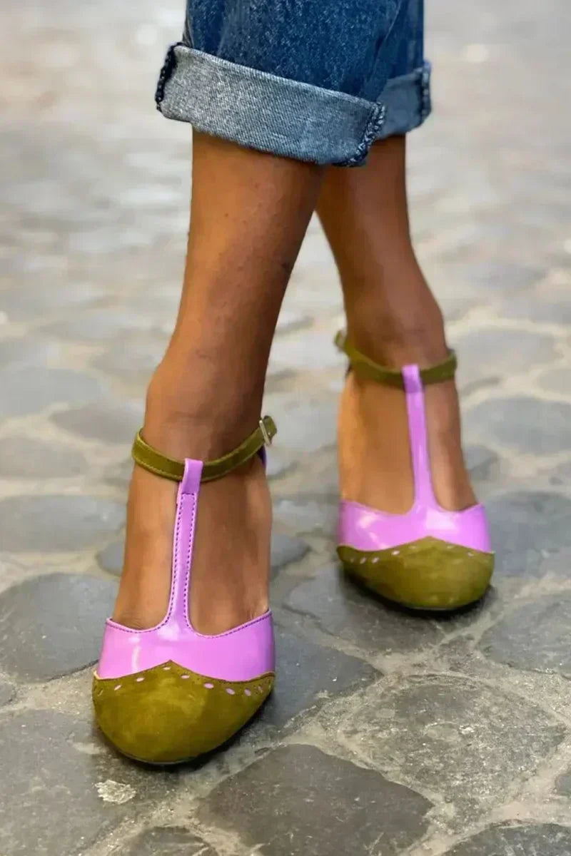 Block Heels for Women | Raised Heel T-strap