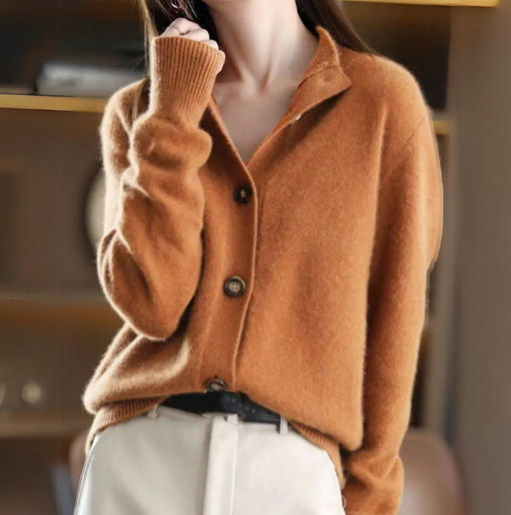 Women's Cardigan | Ribbed Trim Straight Silhouette