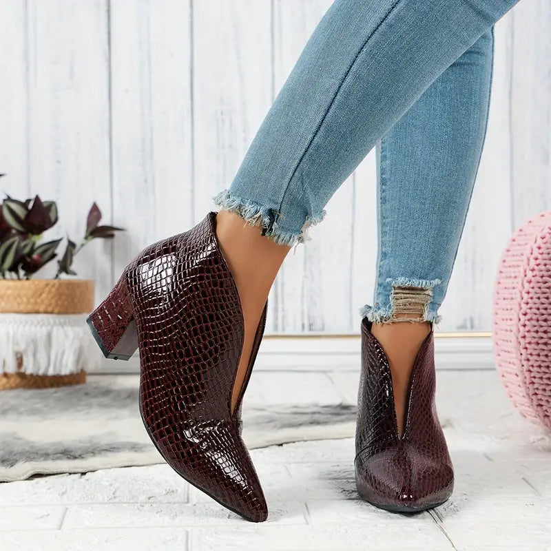 Boots for Women | Textured Upper Design Block Heel