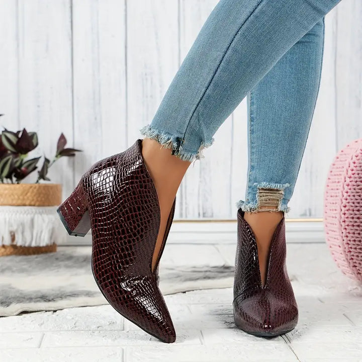 Boots for Women | Textured Upper Design Block Heel