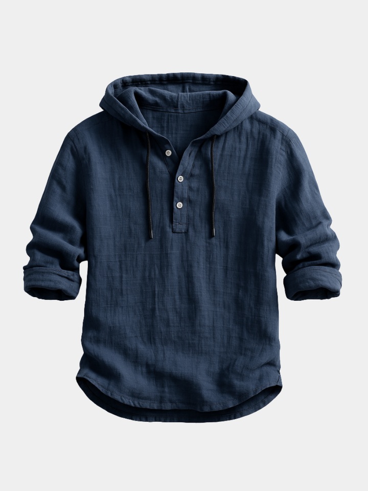 Men's Hoodie | Button-Neck Pullover