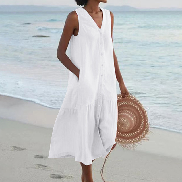Women's Dress | Full Button Placket Midi