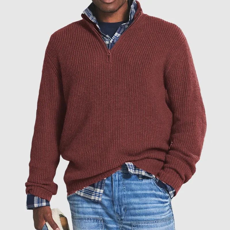 Men’s Sweater | Zip Neck Textured Design
