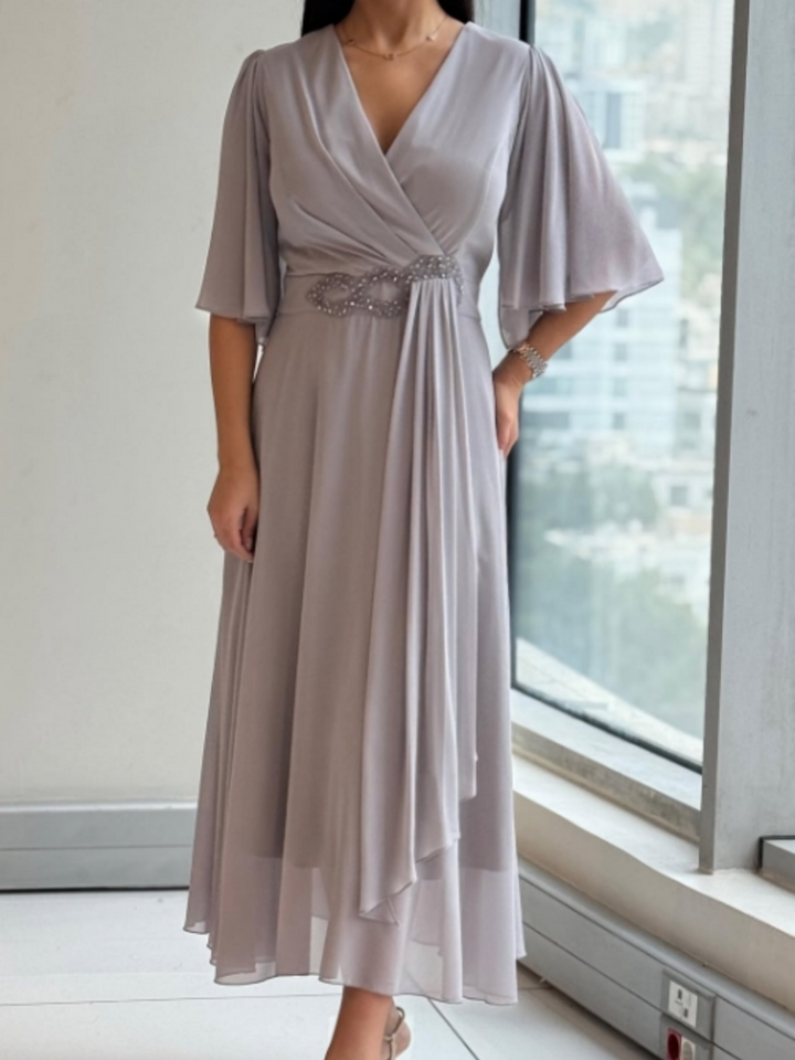 Women’s Dress | Draped V-Neck Midi