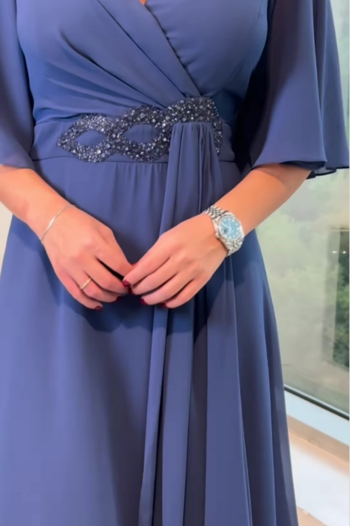 Women’s Dress | Draped V-Neck Midi