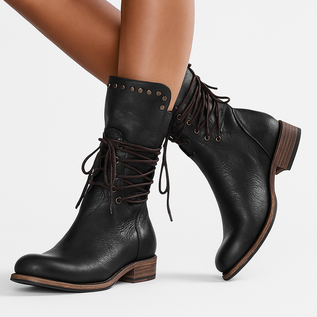 Boots For Women | Lace-Up Stud Detail