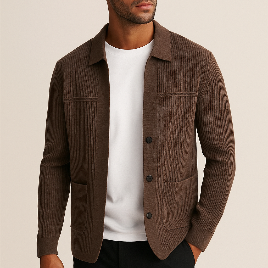 Men’s Cardigan | Textured Pocket Design