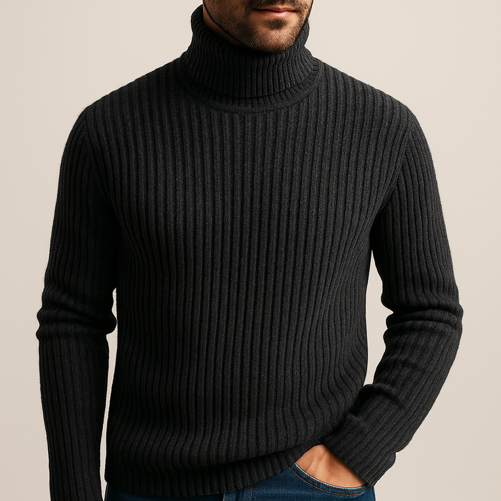 Men’s Sweater | High Neck Ribbed Design