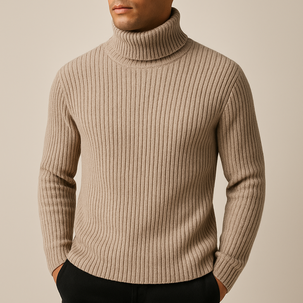 Men’s Sweater | High Neck Ribbed Design