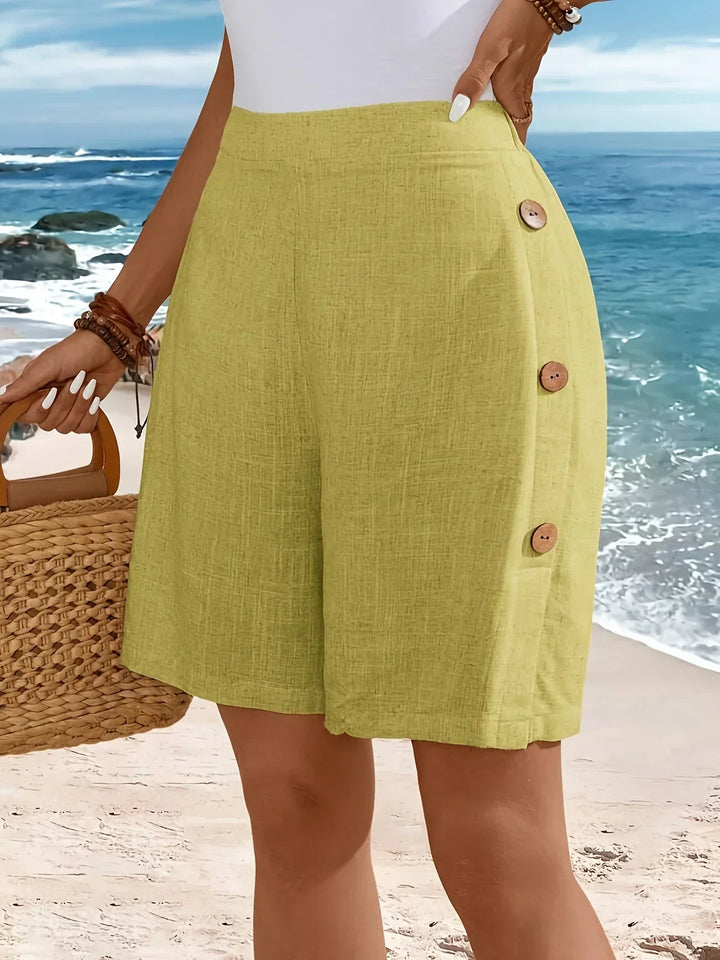 Women's Shorts  | High Waist Button Detail