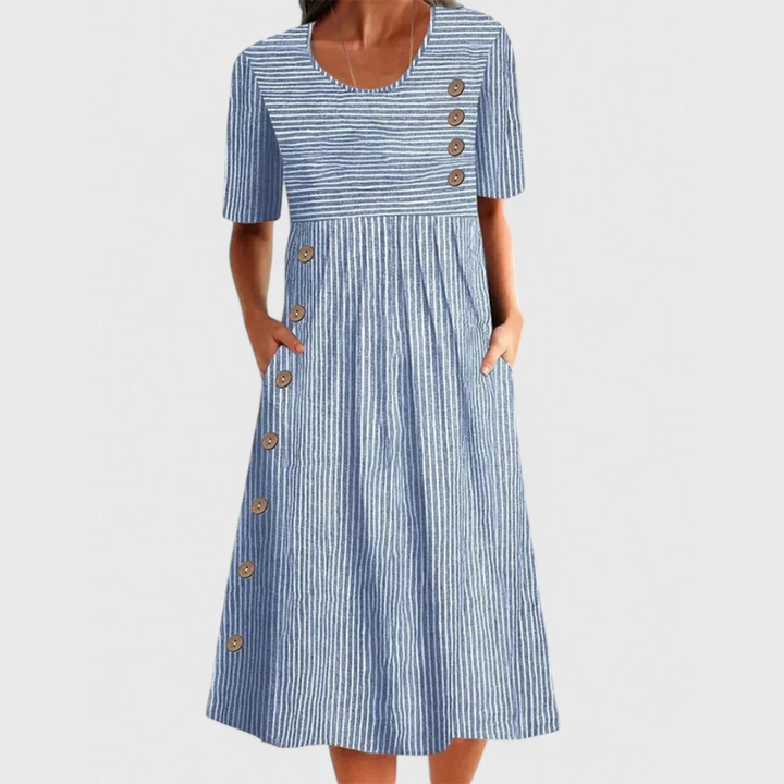 Women’s Dress | Striped Button Front Midi