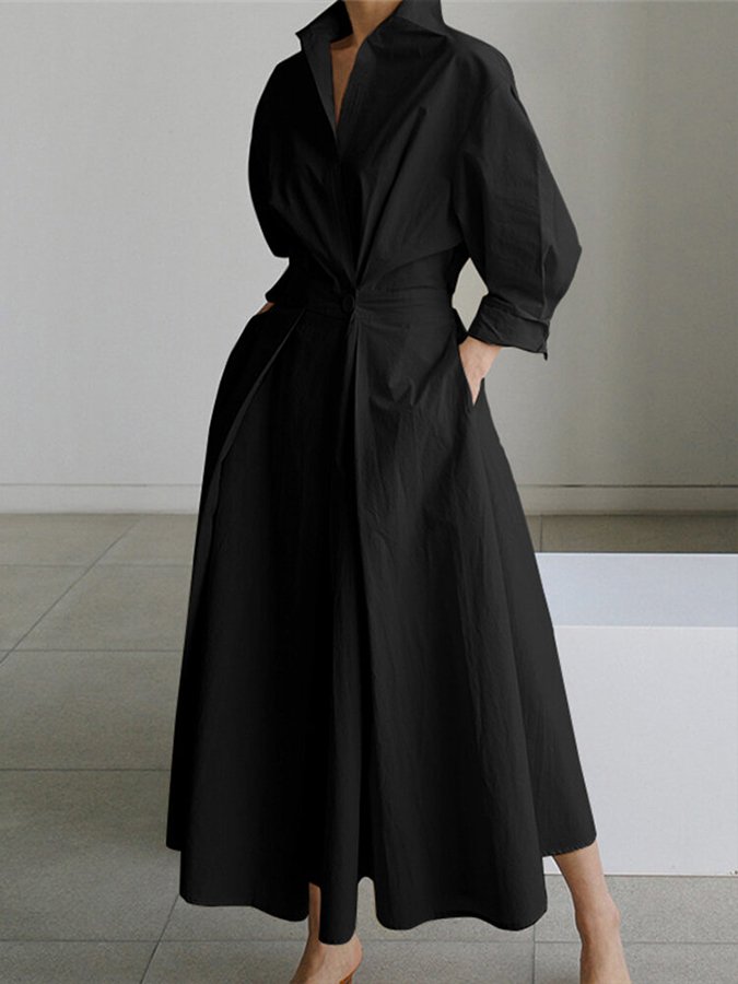 Women's Dress | Collared Button Front Maxi