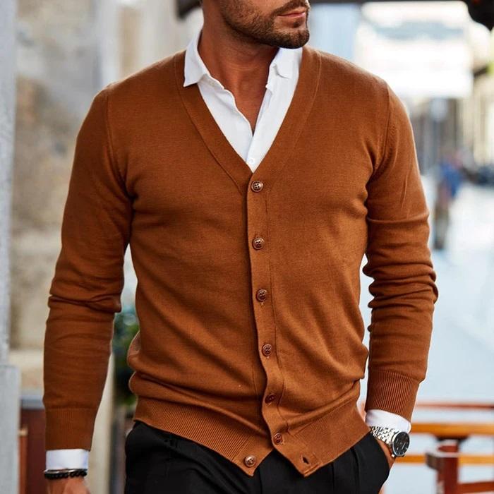 Men’s Cardigan | V Neck Button Front
