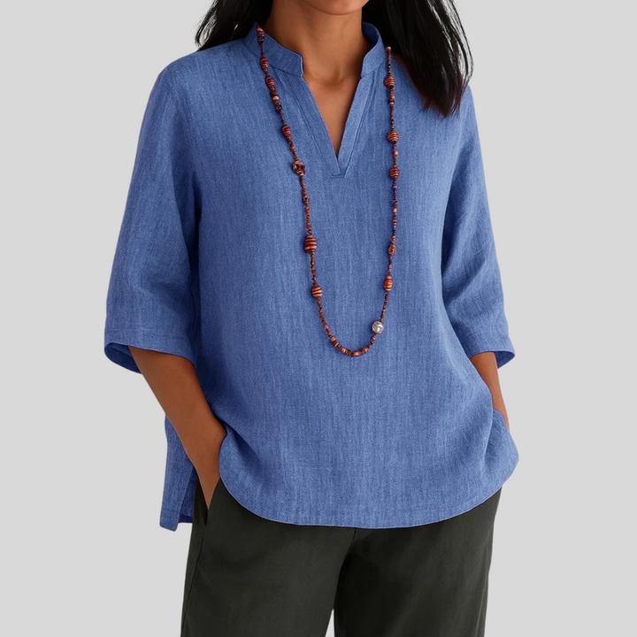 Women’s Blouse | Three-Quarter Sleeve V-Notch Neckline