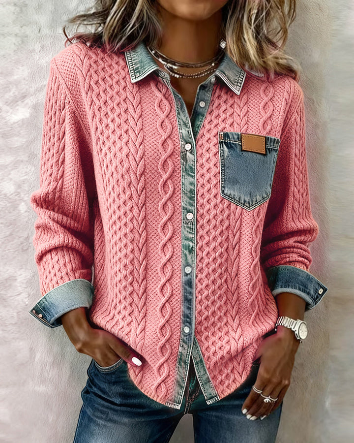 Women’s Blouse | Cable Pattern Button-Down
