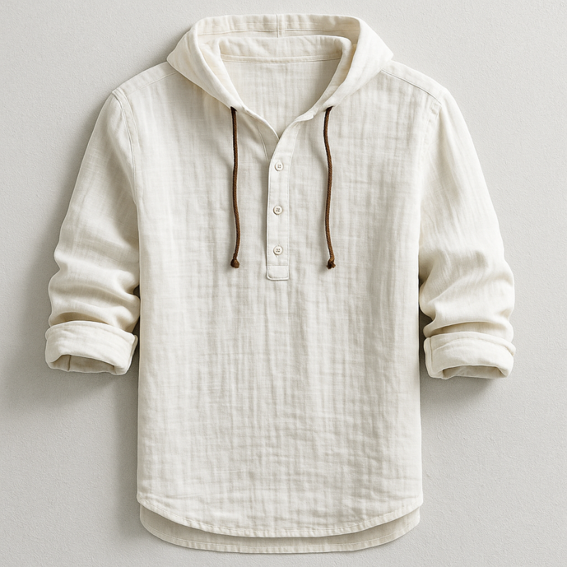 Men's Hoodie | Button-Neck Pullover