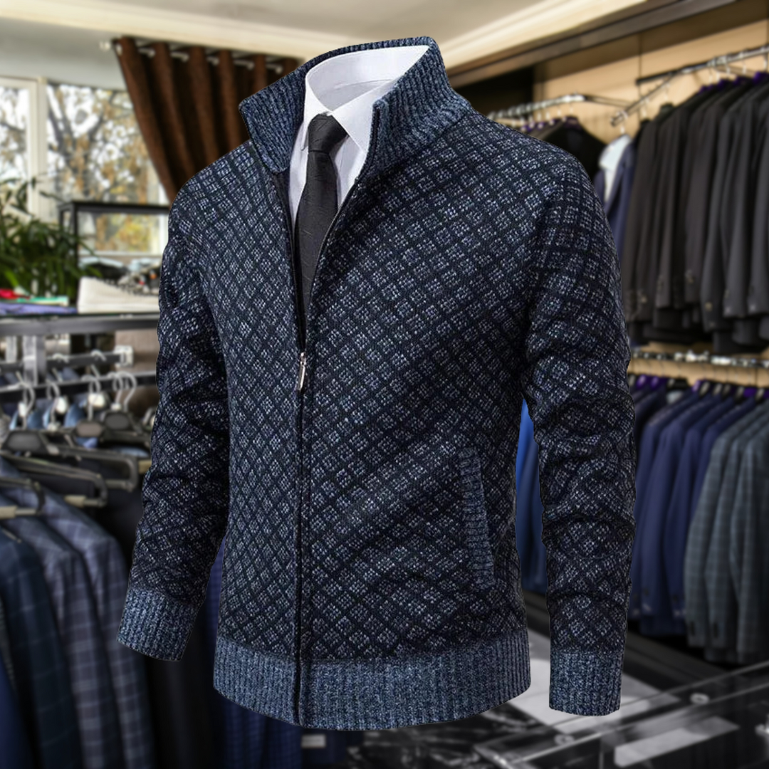 Men's Cardigan | Zip Front Stand Collar