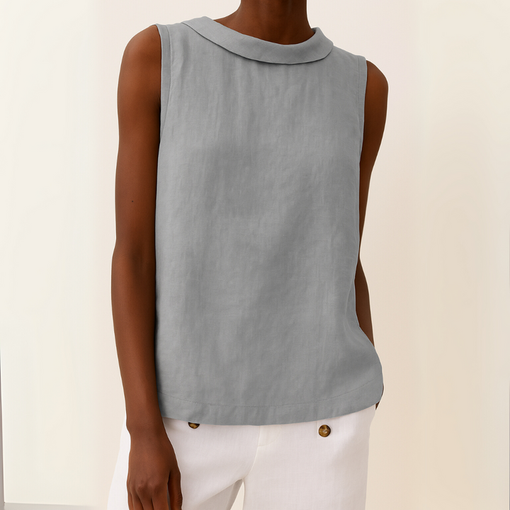 Women’s Blouse | Rolled Collar Neckline Sleeveless