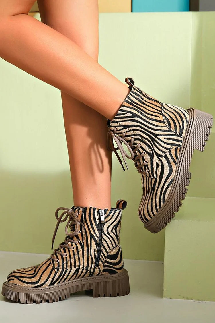 Boots for Women | Side Zip Animal Print