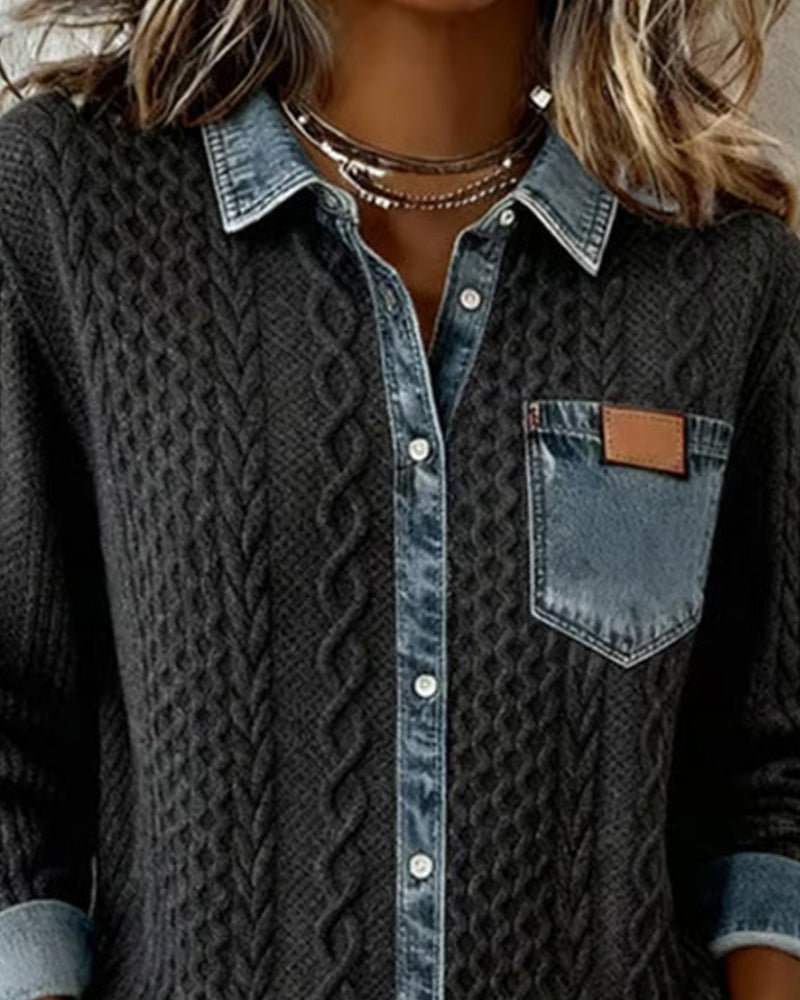 Women’s Blouse | Cable Pattern Button-Down
