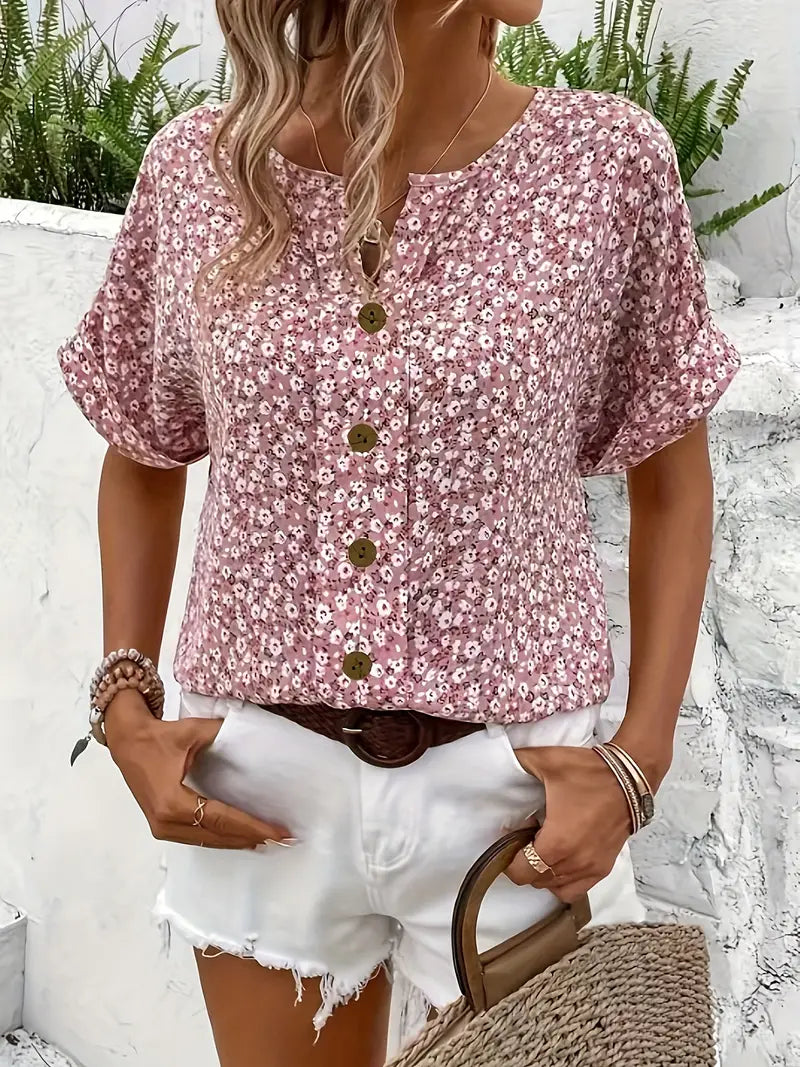 Women’s Blouse | Floral Print Button Font