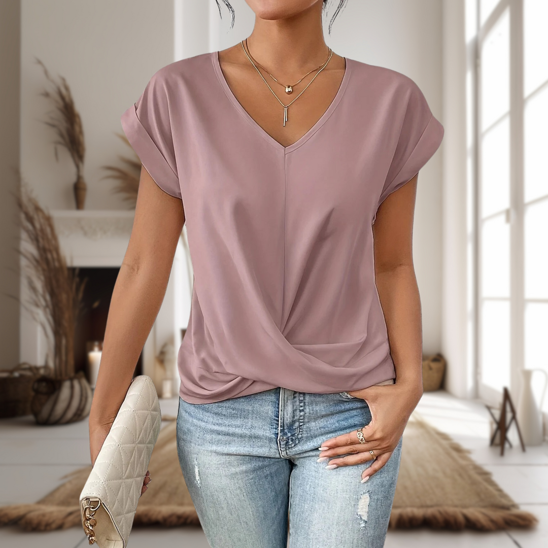 Women’s Blouse | Twisted Hem with V-Neck