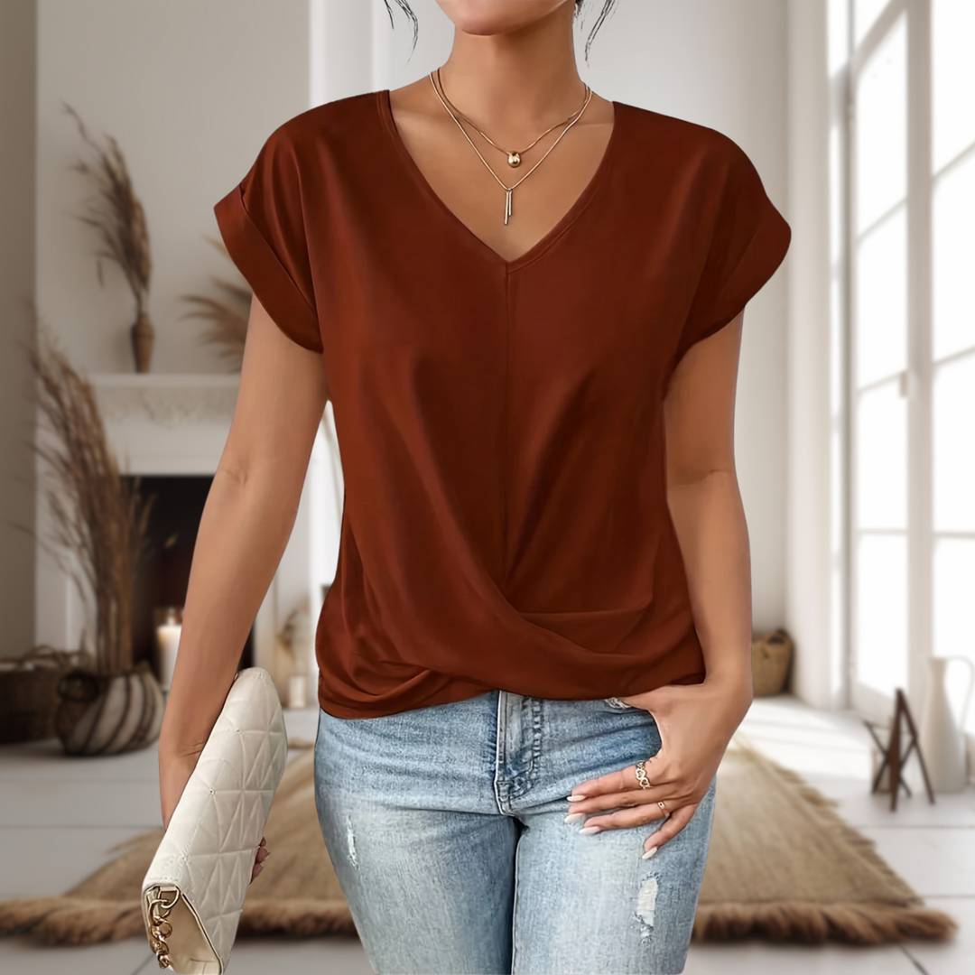 Women’s Blouse | Twisted Hem with V-Neck