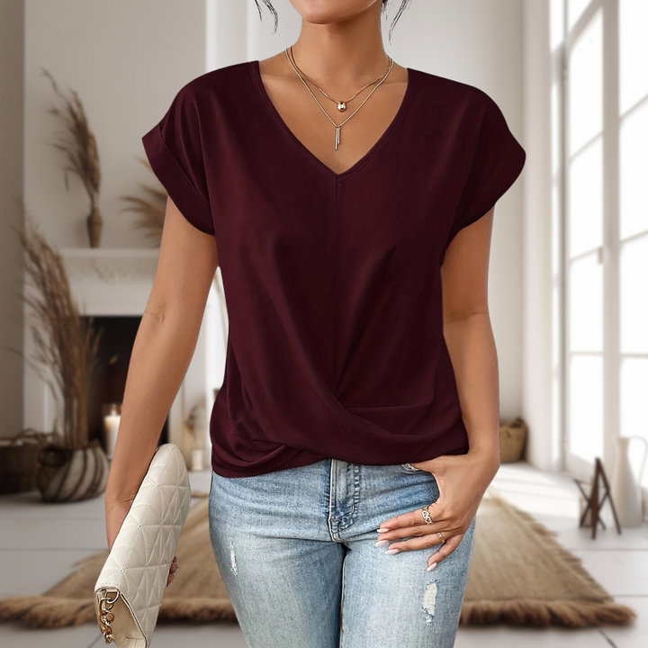 Women’s Blouse | Twisted Hem with V-Neck