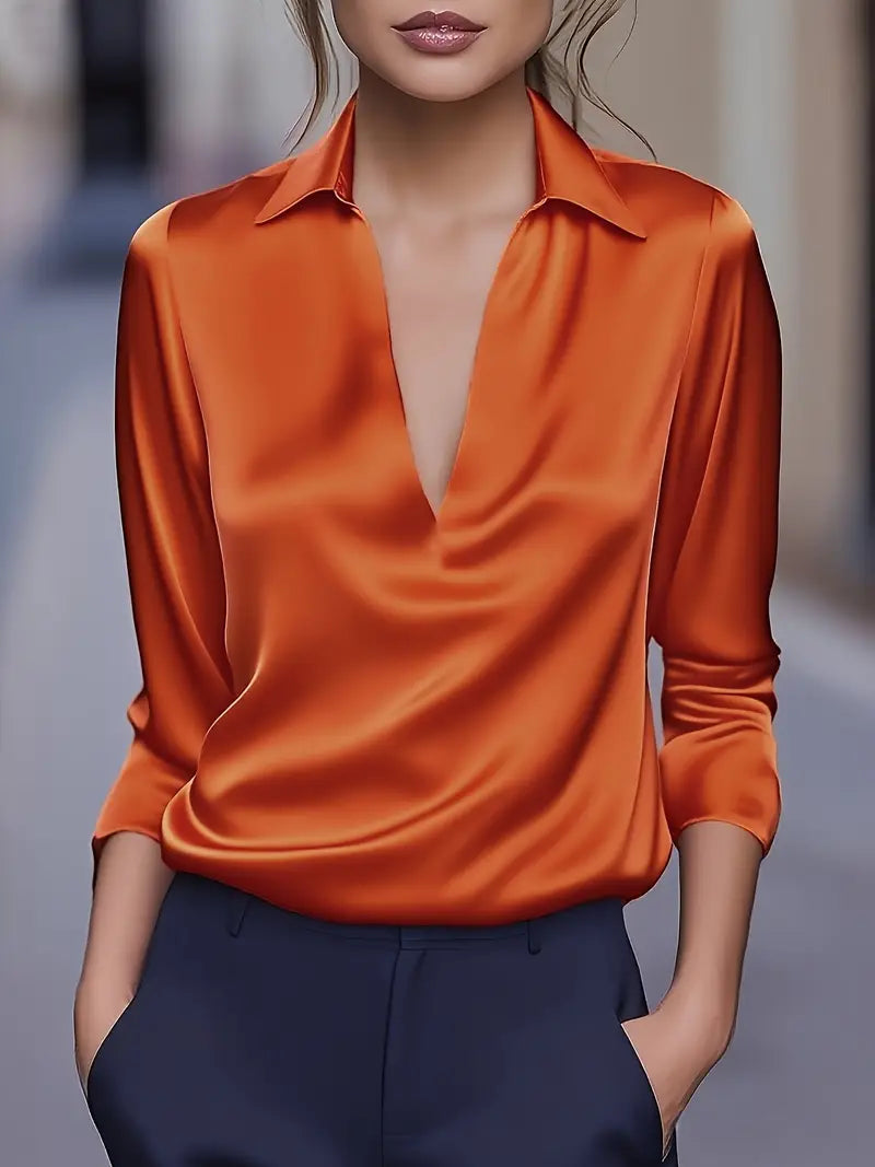 Women’s Blouse | Collared V-Neck