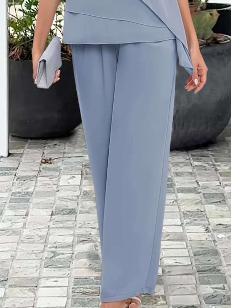 Women's Two-Piece Set  | Overlay Top and Wide Leg Pants