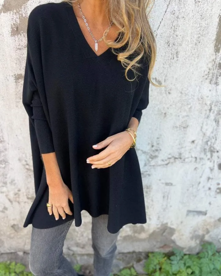 Women's Sweater | V Neckline Loose Shape Sleeve