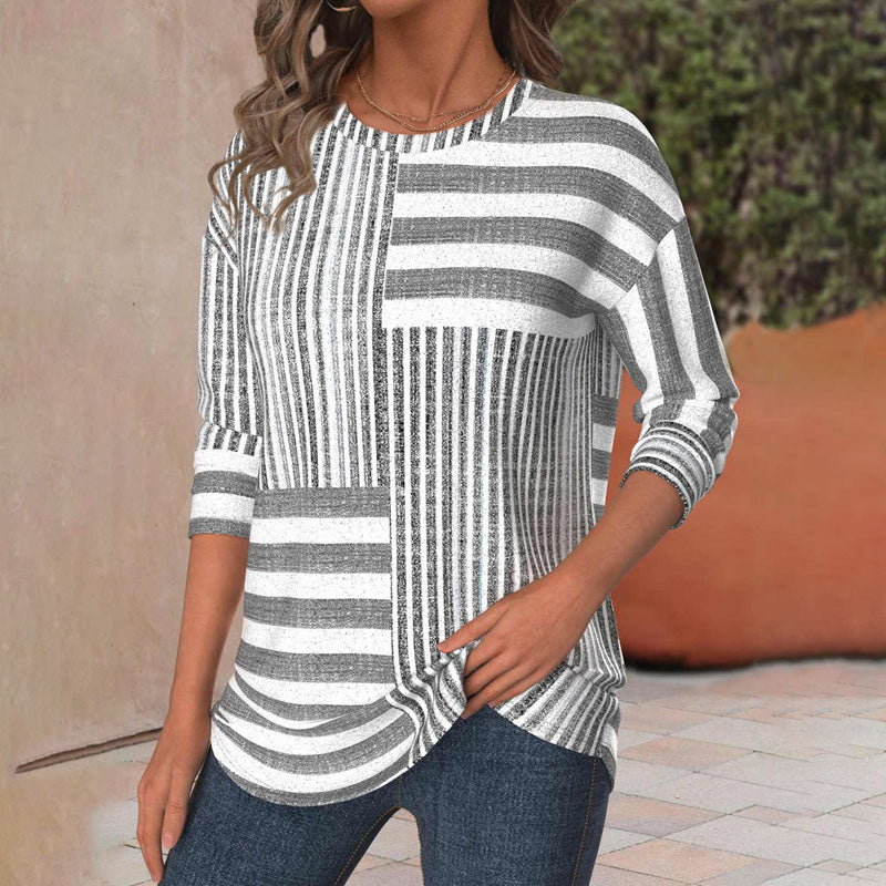 Women’s Blouse | Three-Quarter Striped Sleeve