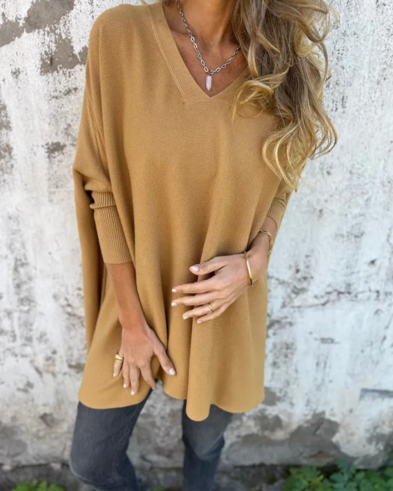 Women's Sweater | V Neckline Loose Shape Sleeve