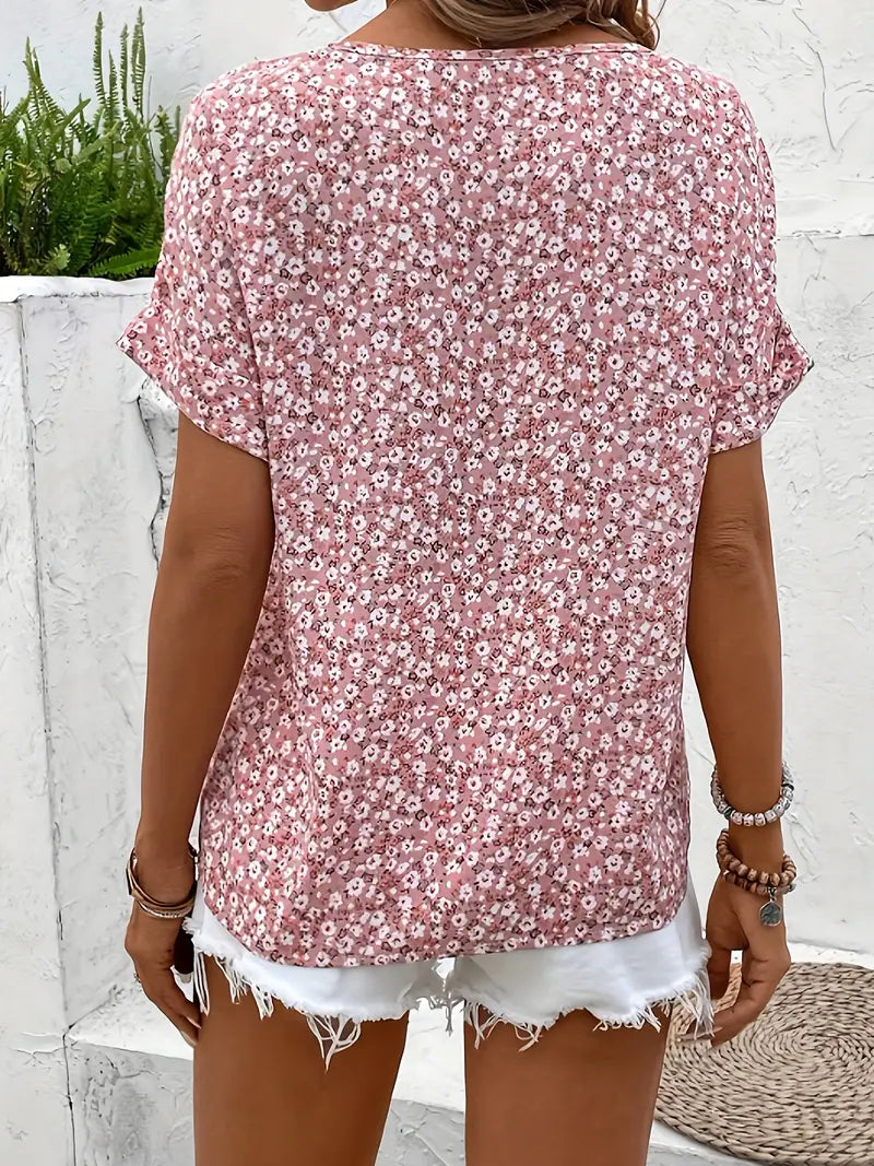 Women's Blouse | Front Neckline Floral Print Button