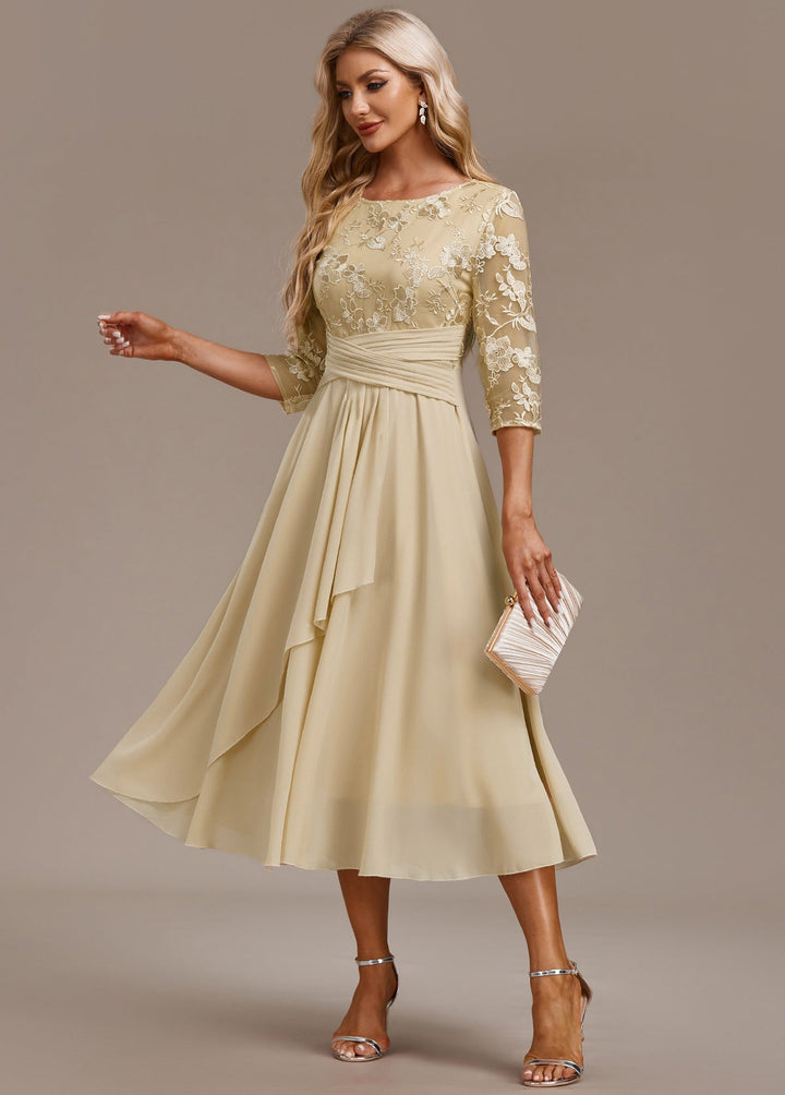 Women’s Dress | Round-Neck Midi with Embroidery