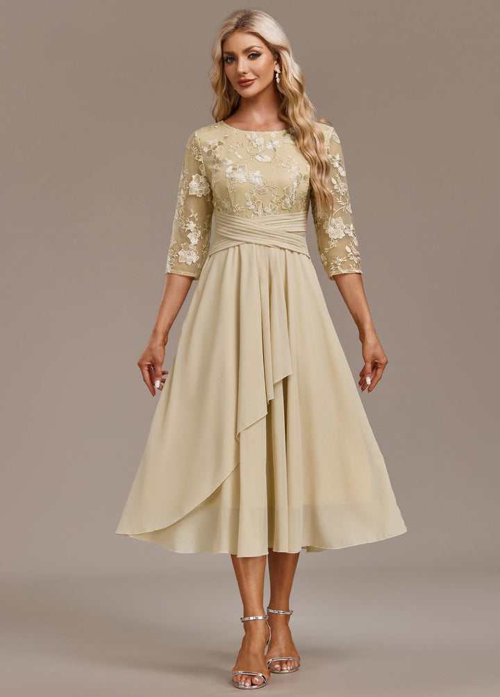 Women’s Dress | Round-Neck Midi with Embroidery