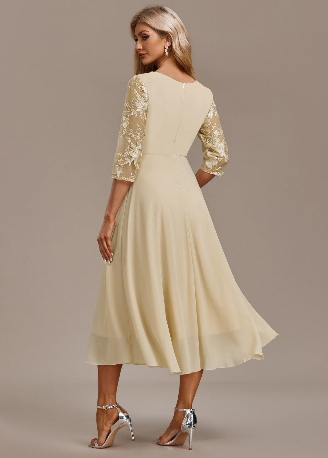 Women’s Dress | Round-Neck Midi with Embroidery