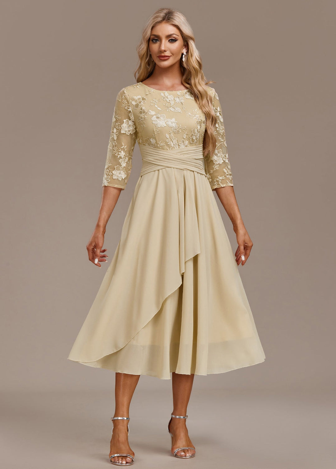 Women’s Dress | Round-Neck Midi with Embroidery