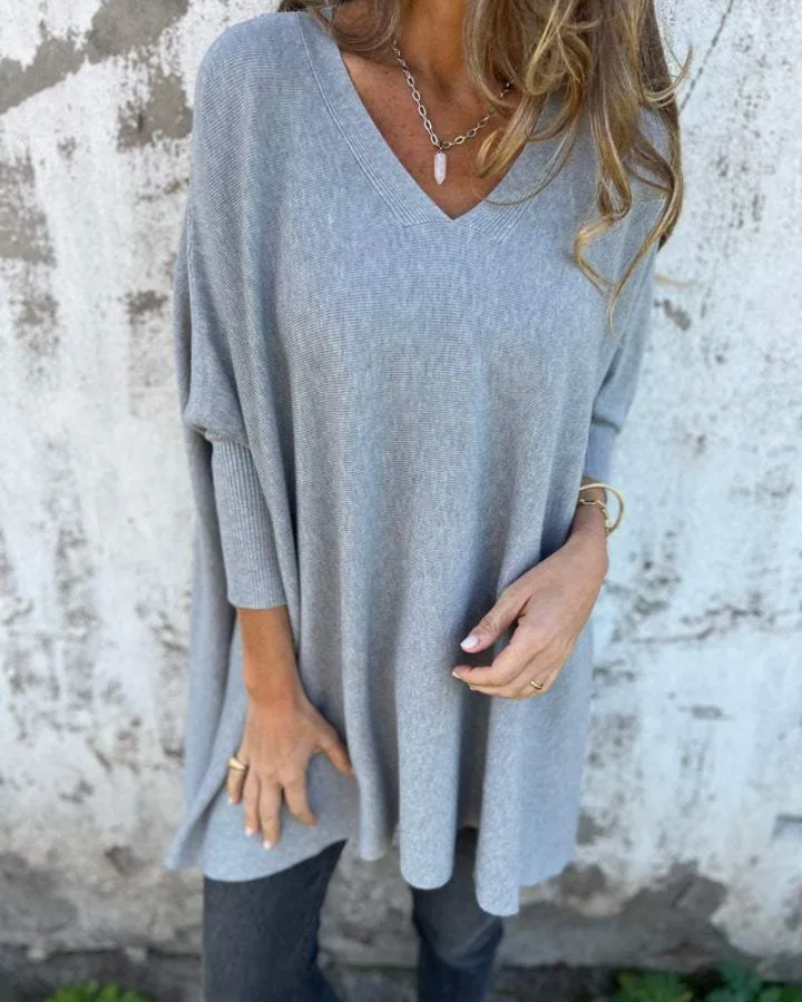 Women's Sweater | V Neckline Loose Shape Sleeve