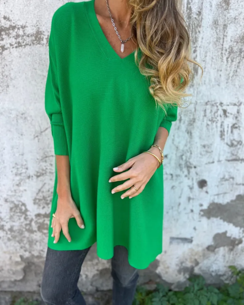 Women's Sweater | V Neckline Loose Shape Sleeve