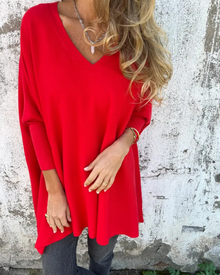 Women's Sweater | V Neckline Loose Shape Sleeve