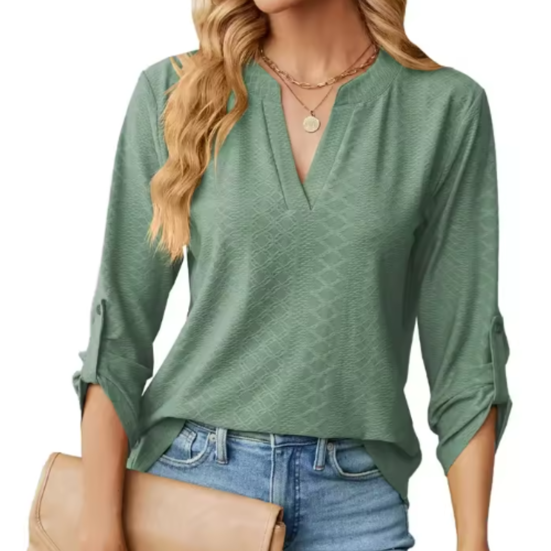Women’s Blouse | Textured Surface V-Neck
