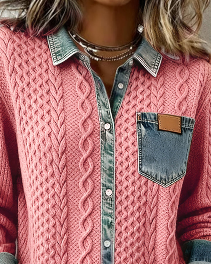 Women’s Blouse | Cable Pattern Button-Down